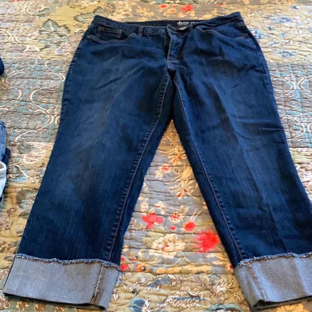 d & Co. Blue Ankle Cropped cuffed Jeans